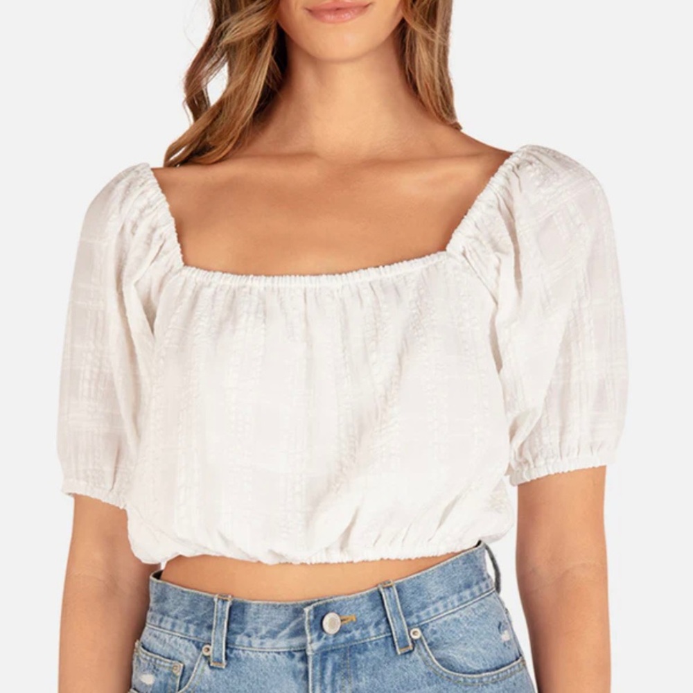 Hurley Maggie Puff Sleeve Crop Top